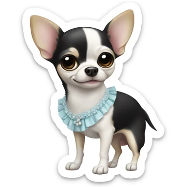Black and white Chihuahua wearing dress sticker