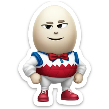 Humpty Dumpty with muscular legs and fancy air jordans sticker