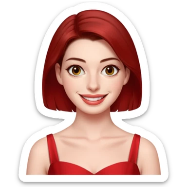 Anne Hathaway in red dress, hot sticker