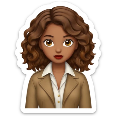 Baddie girl with brown weavy hair sticker