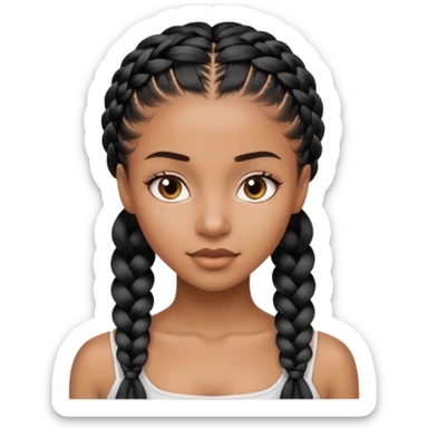Beautiful black woman with split half black and white single braided hair sticker