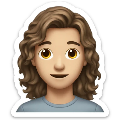 A 16 years old boy with long brown hair  sticker