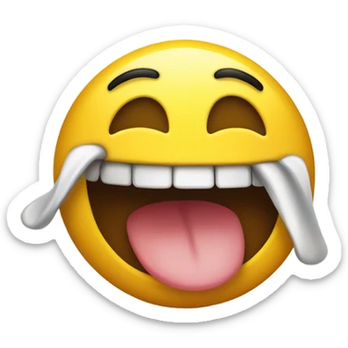 Round yellow head emoji.  Biting lower lip. sticker