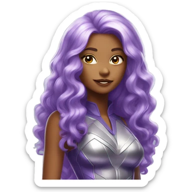 dc comics starfire glowing hair purple and silver outfit sticker