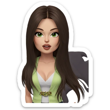brown-haired girl with green eyes sticker