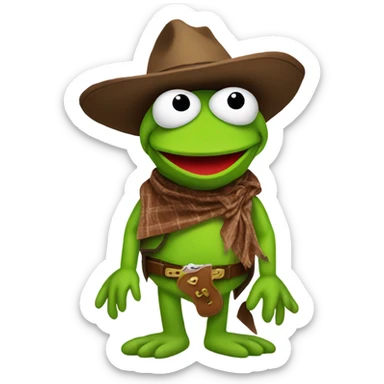 Kermit the frog with a cowboy sticker