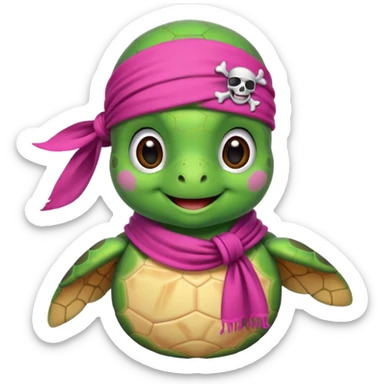 cute sea turtle wearing a pink pirate scarf sticker