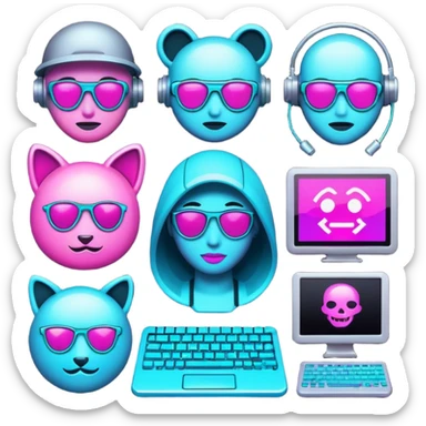 devops cyberpunk vaporwave hacker themed emoji pack sticker