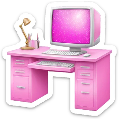 Pink sparkle computer desk  sticker