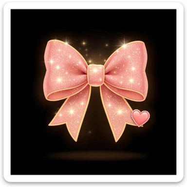 bow emoji, cute and shiny, with a heart accent sticker