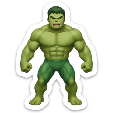 the Hulk, muscular green superhero, roaring sticker
