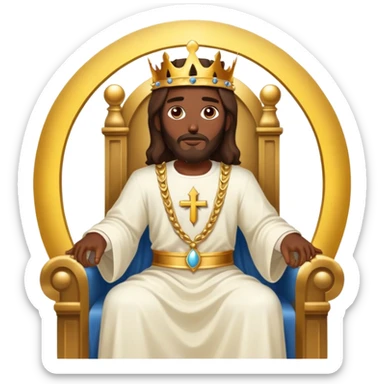 Dark skin Jesus on his heavenly Throne with just a Gold crown no jewelry  sticker
