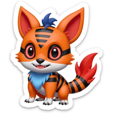 Cute adorable Stitch-Litten-Toothless-Noibat-Zangoose-fusion, full body sticker