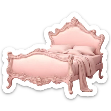 vintage pale pink rococo bed frame sticker