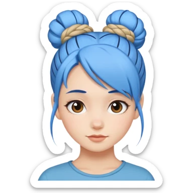 a girl with blue one bun hair sticker