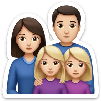 Familia : Hombre pelo oscuro, Mujer pelo cafe, hija 1 pelo mono , hija 2 pelo oscuro. sticker