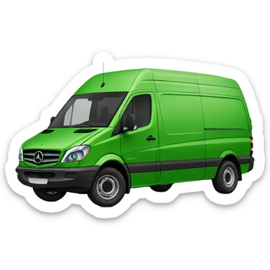 Green car like Mercedes sprinter, looks hippie sticker