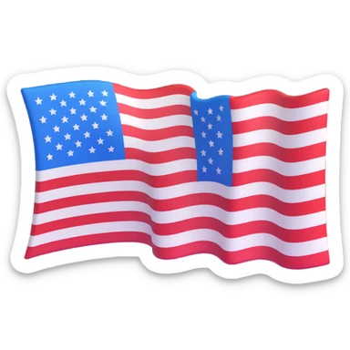 United States flag basic 3D emoji style, red and white stripes, blue block in the top left, no stars, no text, 3D shading sticker