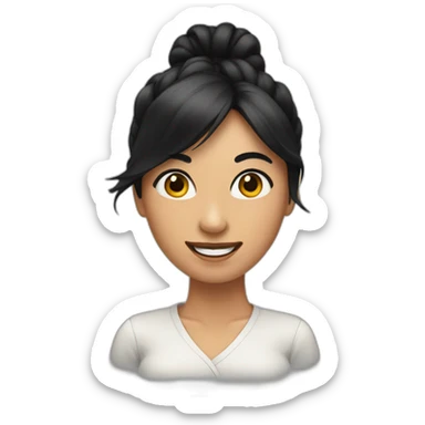 A woman with black hair, With a ponytail, Happy  sticker