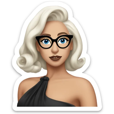Lady gaga blue eyes black glasses classy updo  sticker