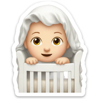 White Baby in crib sticker