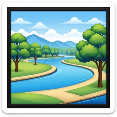 a park by a blue river sticker
