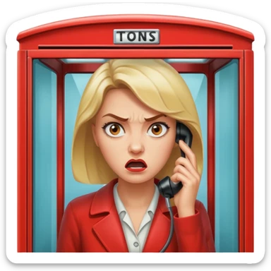 Telephone booth with angry woman inside sticker