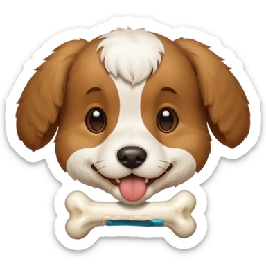 puppy face with bone in mouth sticker