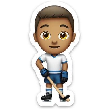Boy holding a hockey stick sticker