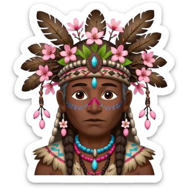 tribal shaman with cherry blossom sticker