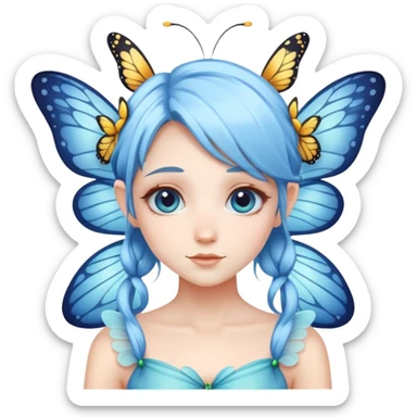 A light blue hair fairy with butterfly’s  sticker
