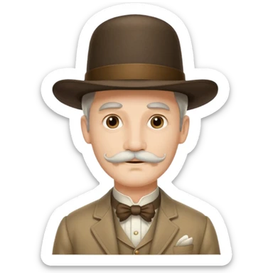 longer white moustachhe and typical 1900 elegant clothes and hat sticker