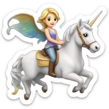 Une fée sur une licorne sticker