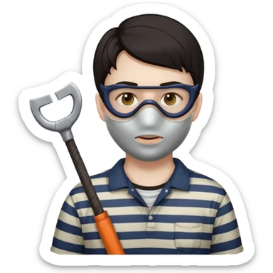 Thief with mask,crowbar and striped shirt sticker