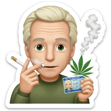 Make an emoji of Epstein, but hes foaming at the mouth and absolutely TWEAKING. Also smoking grass and showing his ID card sticker