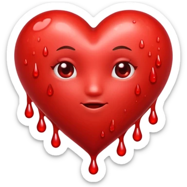 A few drops of blood and a bright red heart sticker