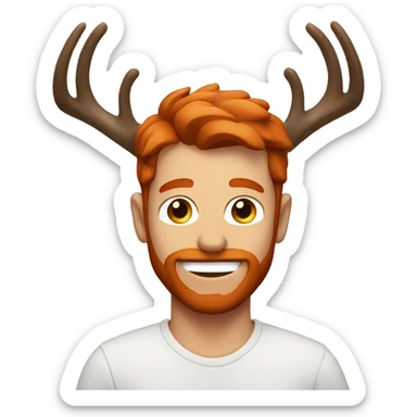 smiling man with antlers and red hair sticker