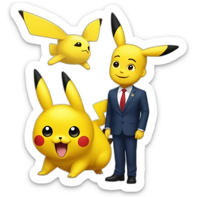 Pikachu met une droite à macron sticker
