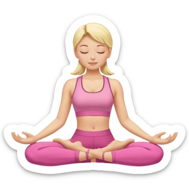 Blonde long hair white skinne light pink closets closed eye girl in make yoga sticker