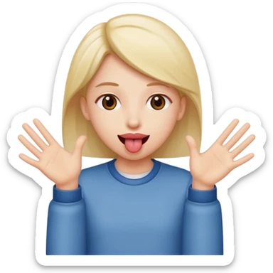 Tongue out with hands to the side sticker
