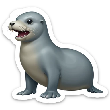 scary grey sea lion full body sticker