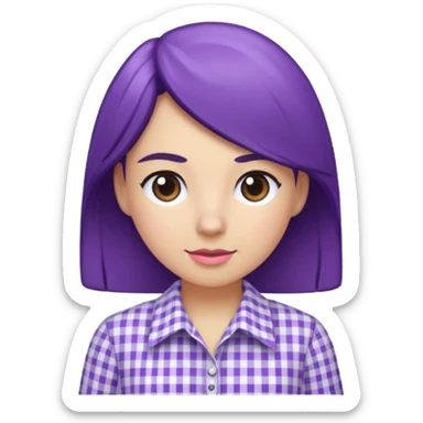 purple white gingham shirted woman sticker