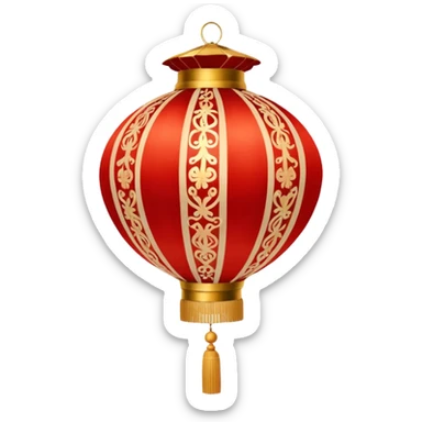 red beige ornamented chinese lantern sticker