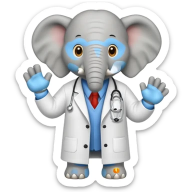 Soccer playing elephant which wears doctor's white coat. sticker