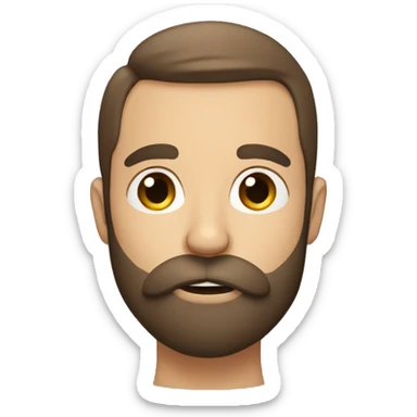 a bearded man with short brown hair, shushing with his finger sticker