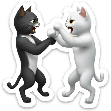 cats fighting sticker