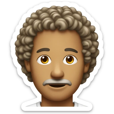 A man with curly hair covering his eyebrows. sticker