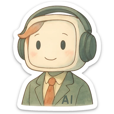 ghibli style AI agent with soft colors and gentle expression sticker