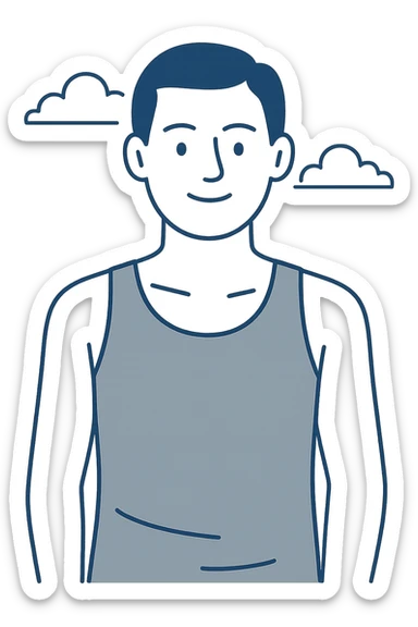 grey tank top, minimal shading, flat style sticker