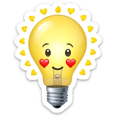 a yellowish lightbulb with hearts   sticker